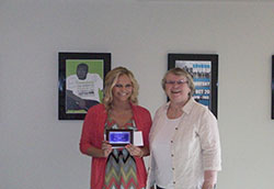 Karyn Durkin accepts the UW-W Political Science Department Writing Award sponsored this year by Ms. Linda Long.